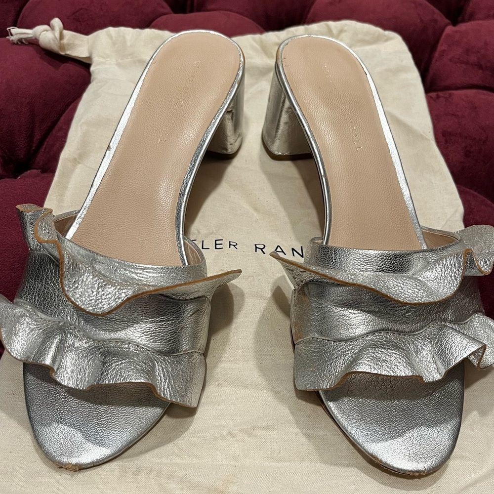 Loeffler Randall Vera Ruffled Mule Silver